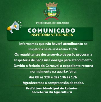 <p><strong>📢 COMUNICADO &ndash; INSPETORIA VETERIN&Aacute;RIA</strong></p>