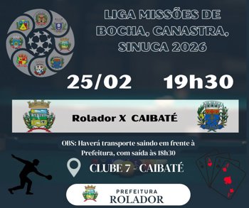<p><strong>&nbsp;LIGA MISS&Otilde;ES DE BOCHA, CANASTRA E SINUCA 2026</strong></p>