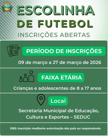 <p>⚽📚<strong> ESCOLINHA ESPORTIVA MUNICIPAL - INSCRI&Ccedil;&Otilde;ES ABERAS</strong></p>