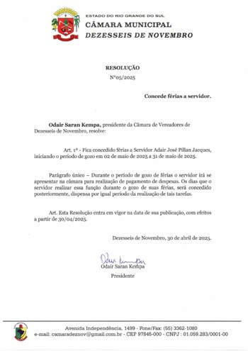 <p>Resoul&ccedil;&atilde;o N&deg;05/2025</p>