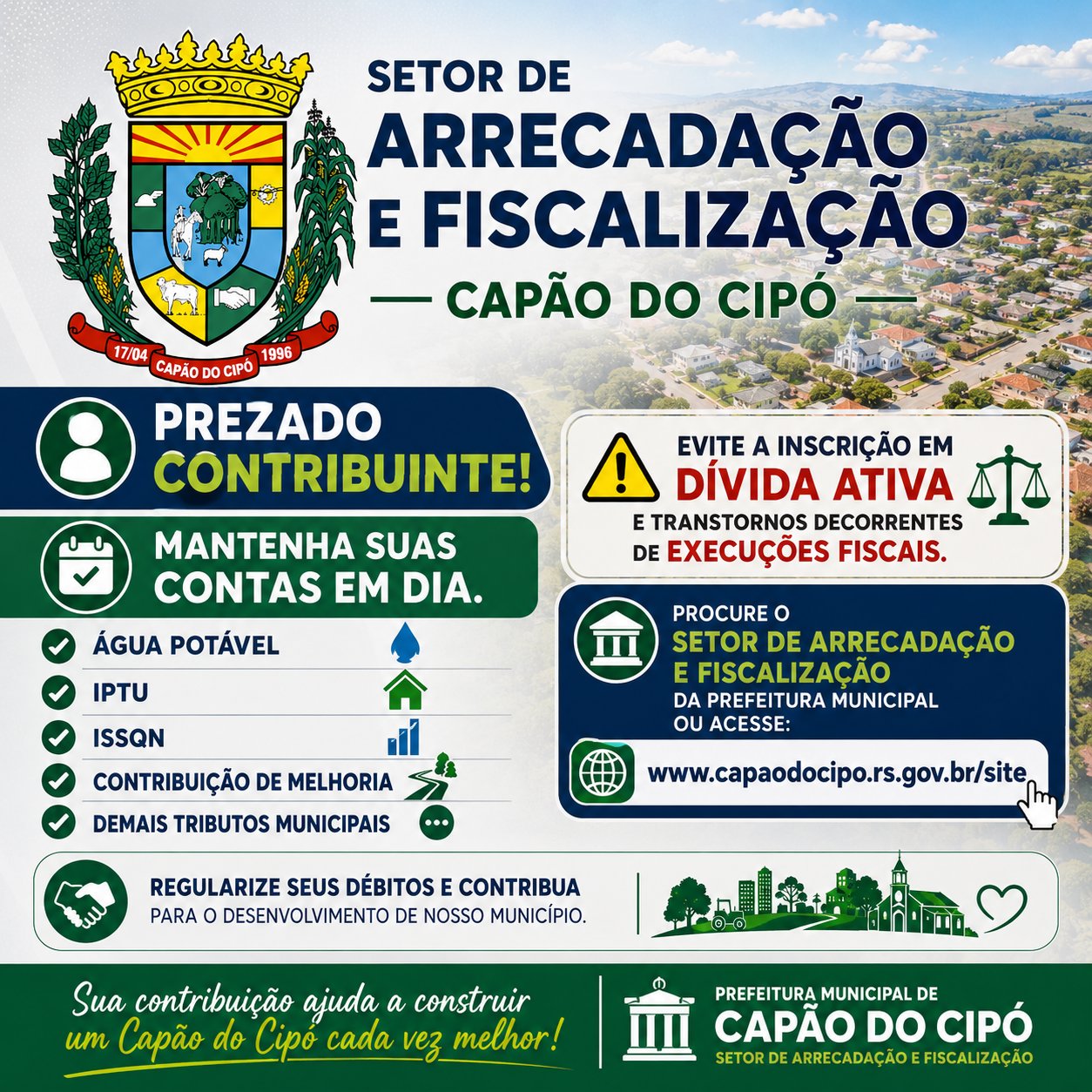 📢 ATENÇÃO, CONTRIBUINTE DE CAPÃO DO CIPÓ!