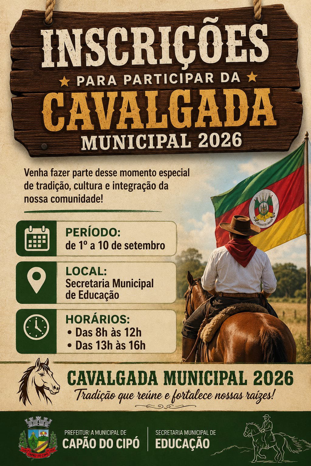 INSCRIÇÕES CAVALGADA MUNICIPAL