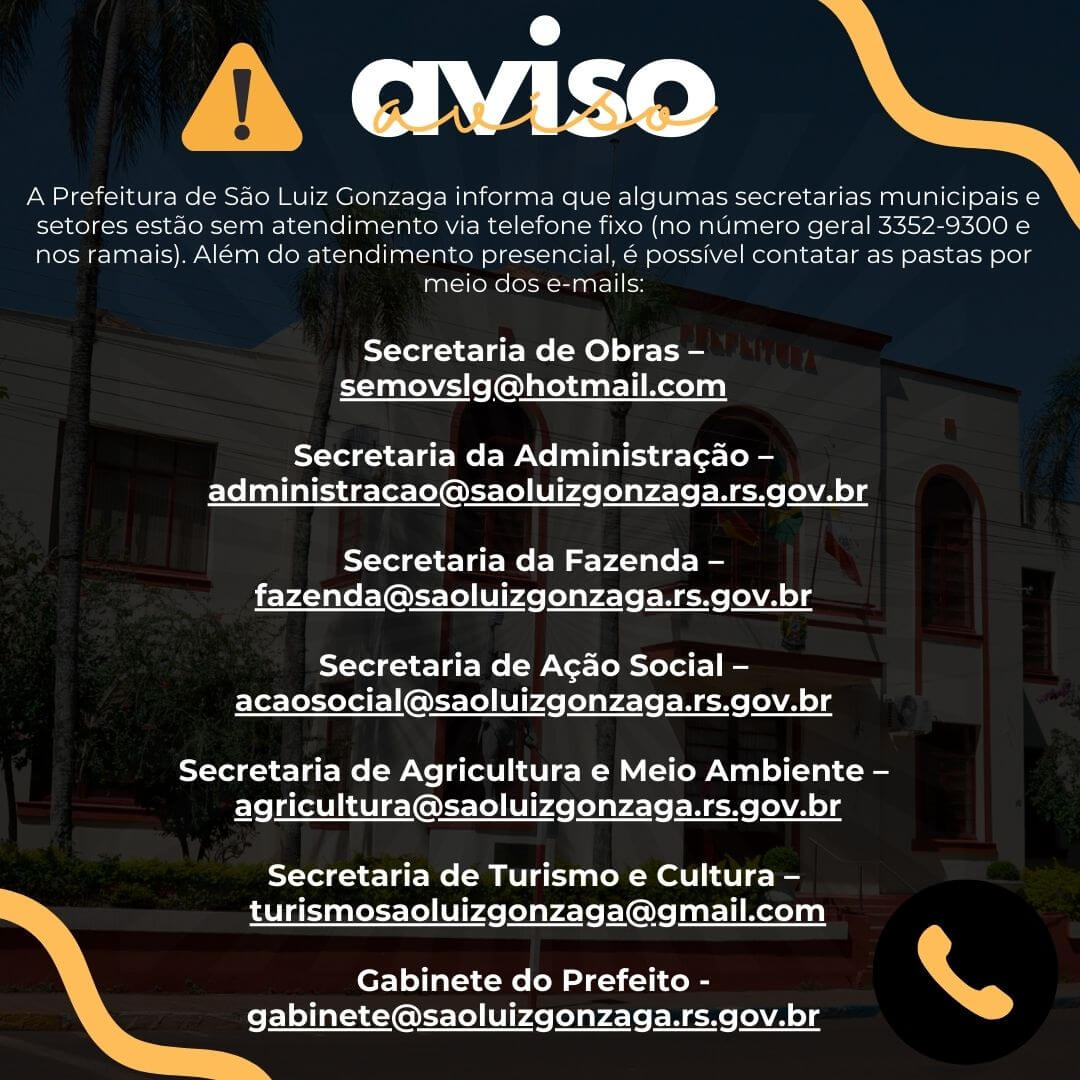 SECRETARIAS E SETORES DA PREFEITURA DE SÃO LUIZ GONZAGA ESTÃO SEM ATENDIMENTO VIA TELEFONE