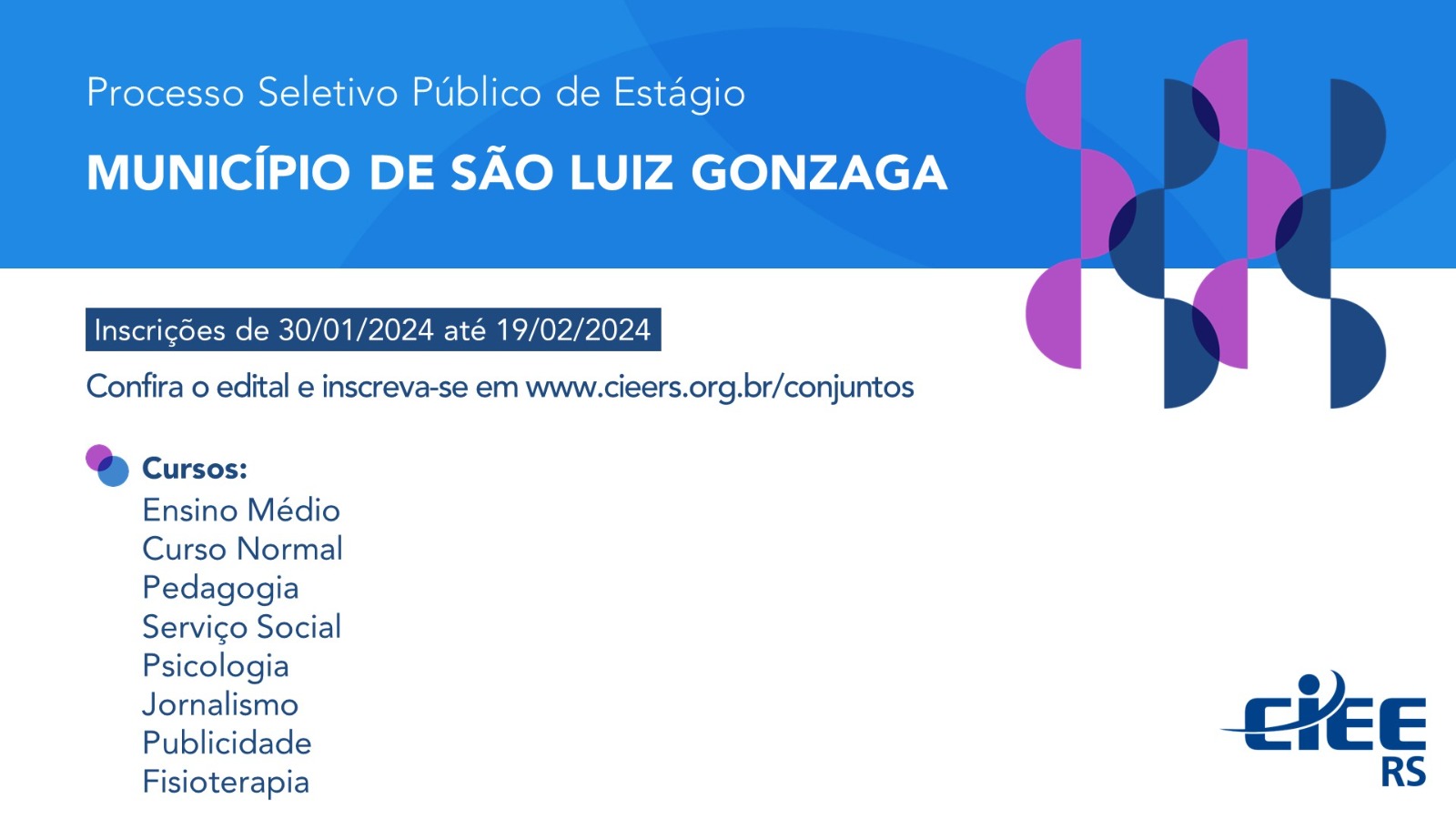 Abertas as inscrições no processo seletivo para vagas de estágio na Prefeitura de São Luiz Gonzaga 