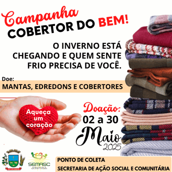 <p><strong>&nbsp;Campanha "Cobertor do Bem" recebe donativos at&eacute; 30 de maio</strong></p>