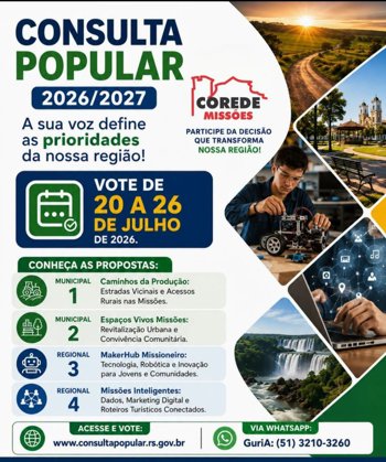 <span style="font-size: 10pt;">Votação da Consulta Popular 2026/2027 começa na próxima semana em São Luiz Gonzaga</span>