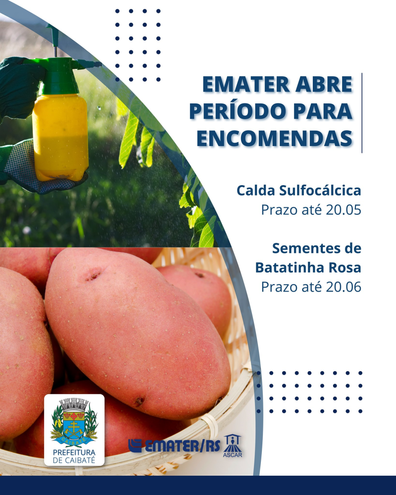 EMATER ABRE PERÍODO PARA ENCOMENDAS
