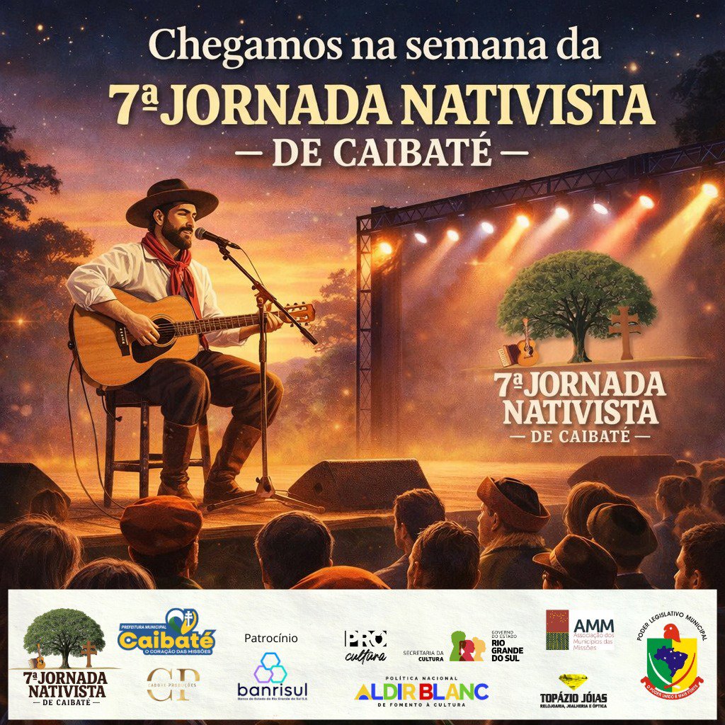 <p>Chegamos na semana da 7ª Jornada Nativista de Caibaté!</p>