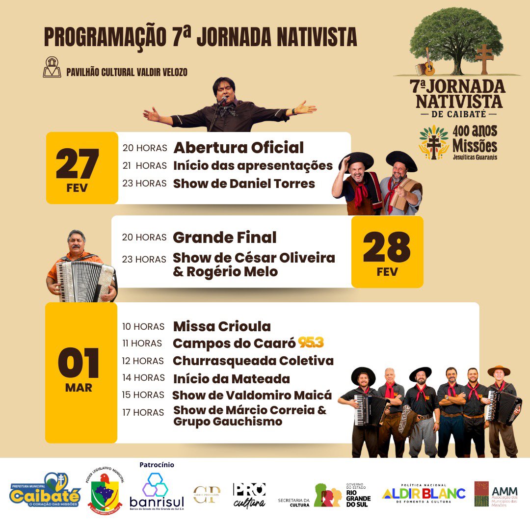 <p>Caibaté vive a cultura gaúcha na 7ª Jornada Nativista</p>