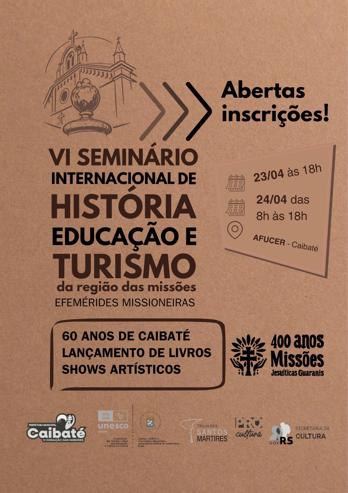 <p>Abertas as inscrições para o VI Seminário Internacional de História, Educação e Turismo da Região das Missões</p>