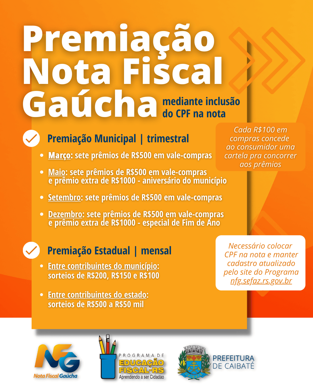 RESGATE DA PREMIAÇÃO DO RECEITA CERTA ESTÁ DISPONÍVEL PARA CADASTRADOS NO PROGRAMA NOTA FISCAL GAÚCHA
