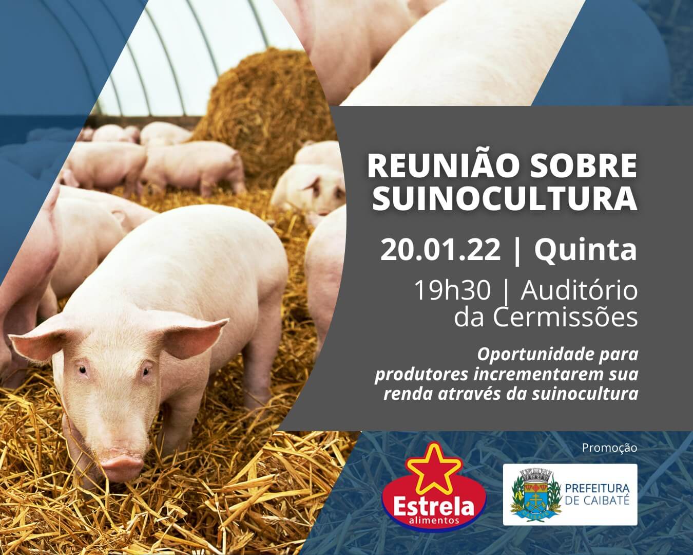ALTERADO LOCAL DA REUNIÃO SOBRE SUINOCULTURA DESTA QUINTA-FEIRA