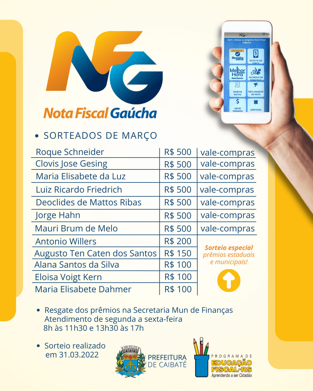 REALIZADO PRIMEIRO SORTEIO MUNICIPAL DO PROGRAMA NOTA FISCAL GAÚCHA