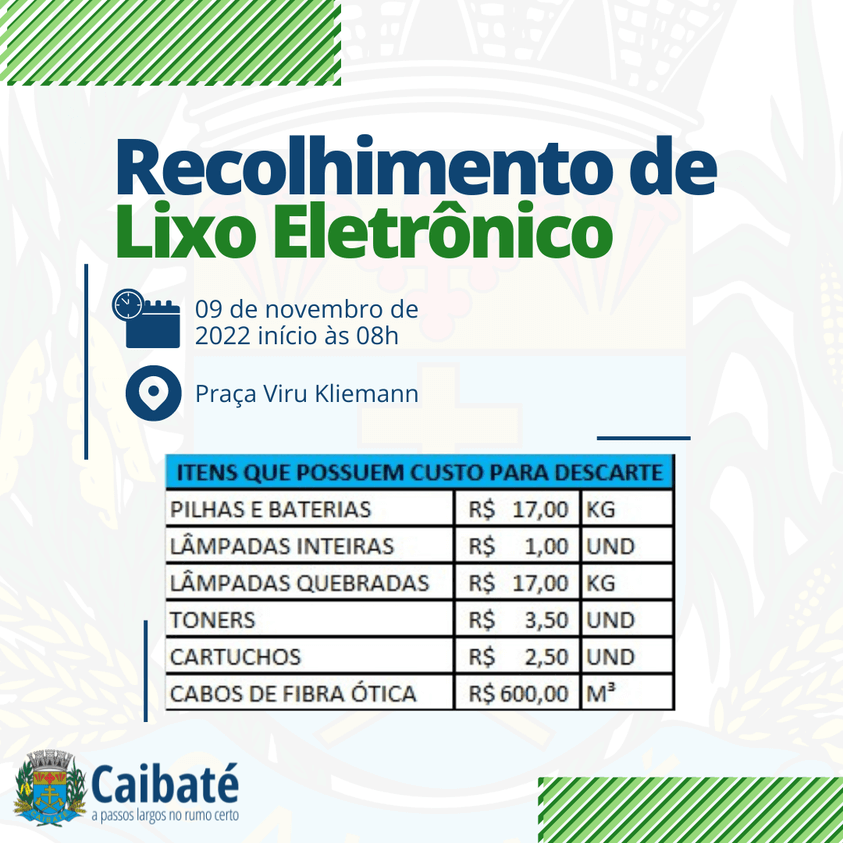 09 de novembro, último recolhimento de lixo eletrônico do ano!