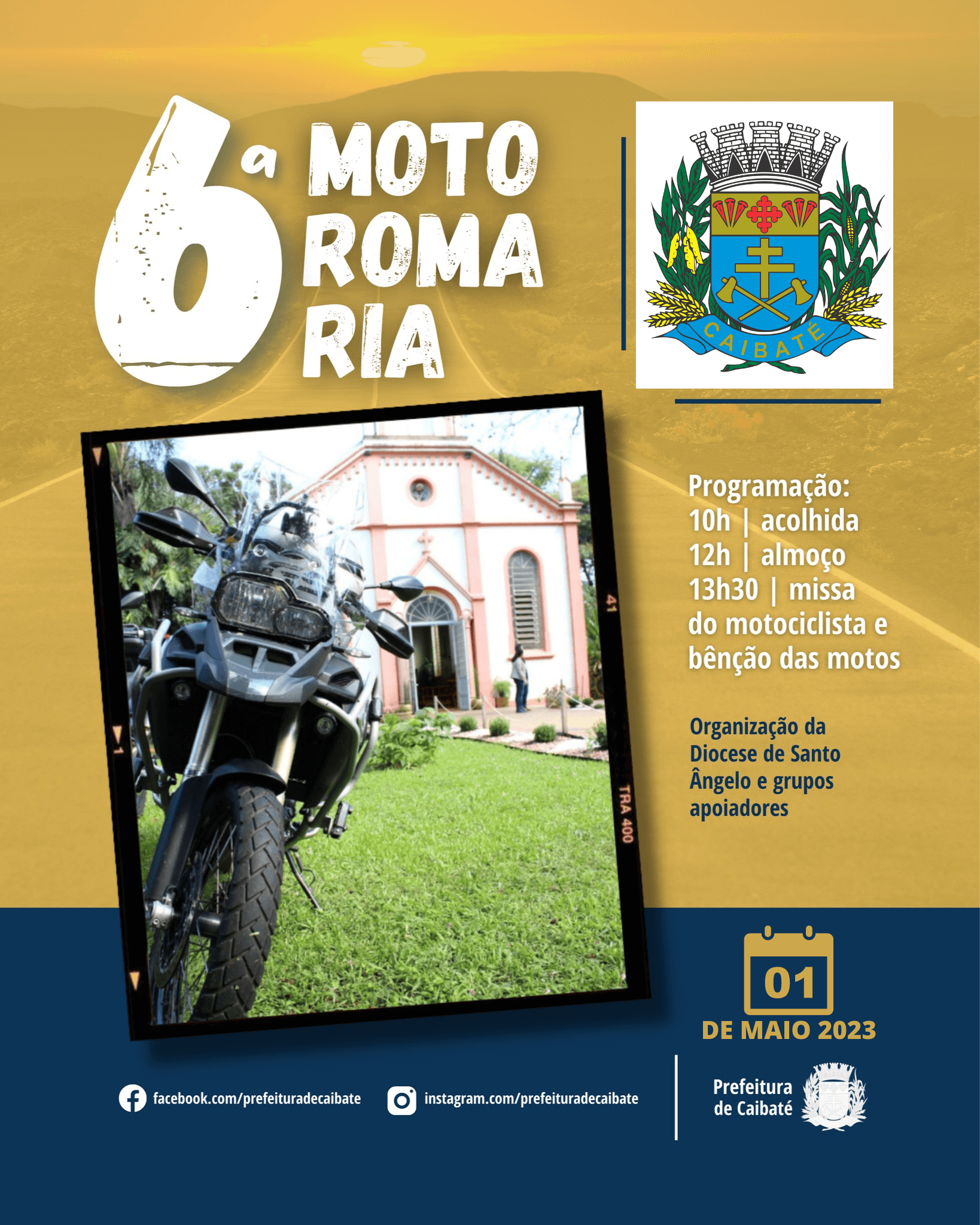 SANTUÁRIO DO CAARÓ SEDIARÁ A 6ª MOTO ROMARIA DIA 1º DE MAIO