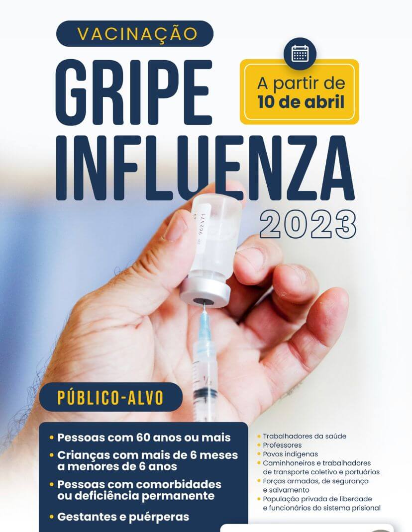 SEGUNDA-FEIRA, 10 DE ABRIL TERÁ INÍCIO A CAMPANHA DE VACINAÇÃO CONTRA A INFLUENZA