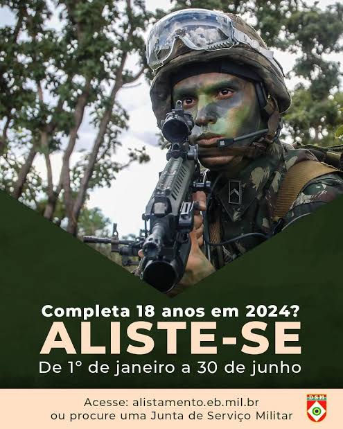 Jovens do sexo masculino que completam 18 anos em 2024 devem realizar o Alistamento Militar Obrigatório