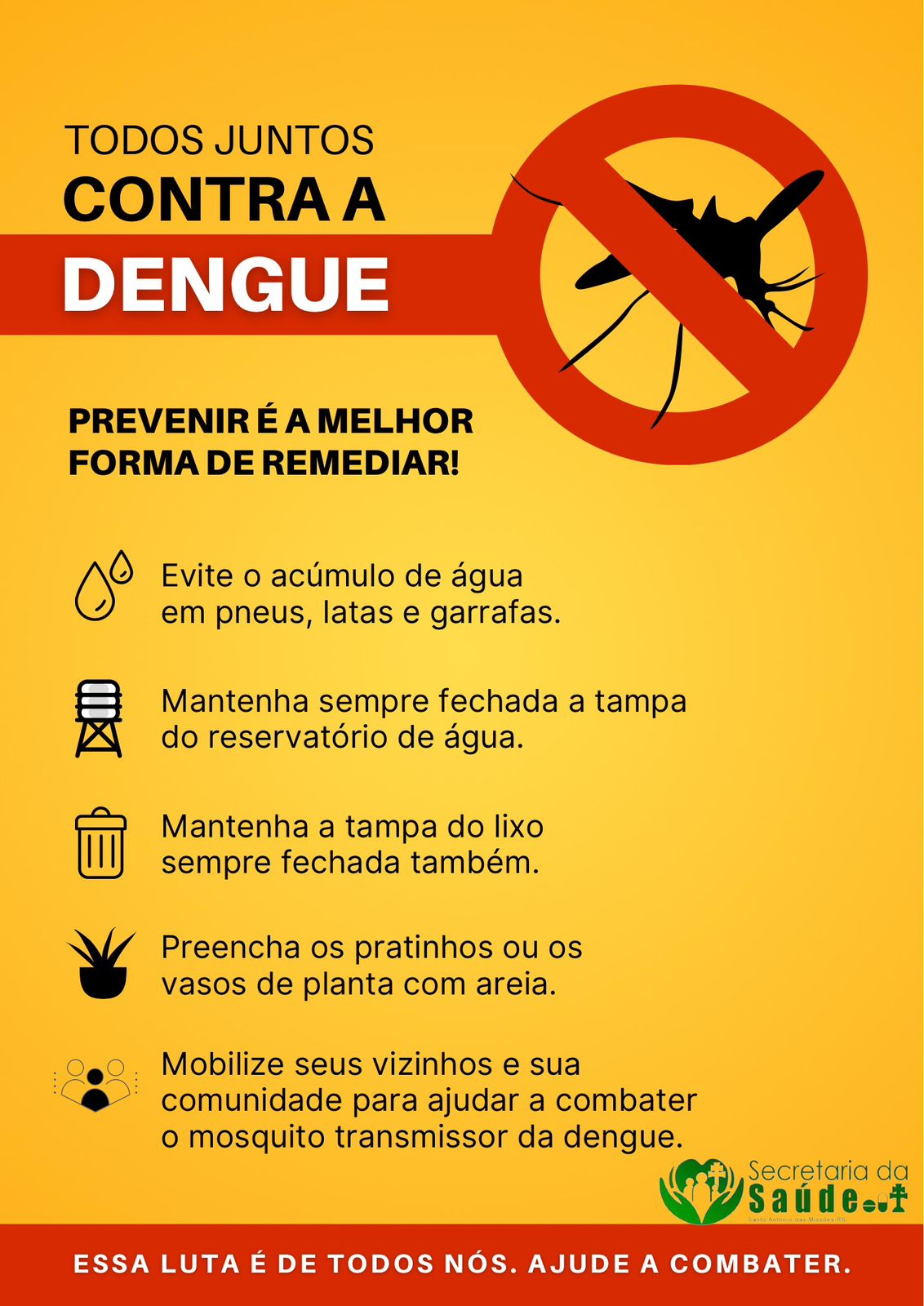 3 casos positivos de Dengue foram registrados em Santo Antônio das Missões