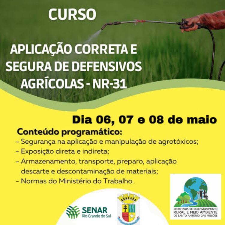 Curso gratuito de Aplicação Correta e Segura de Defensivos Agrícolas