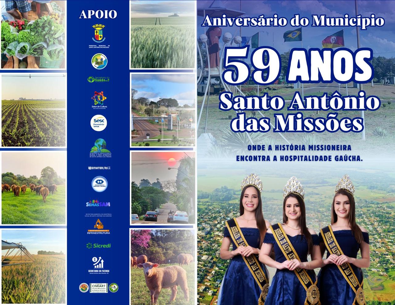 As comemorações dos 59 anos de Santo Antônio das Missões estão chegando!