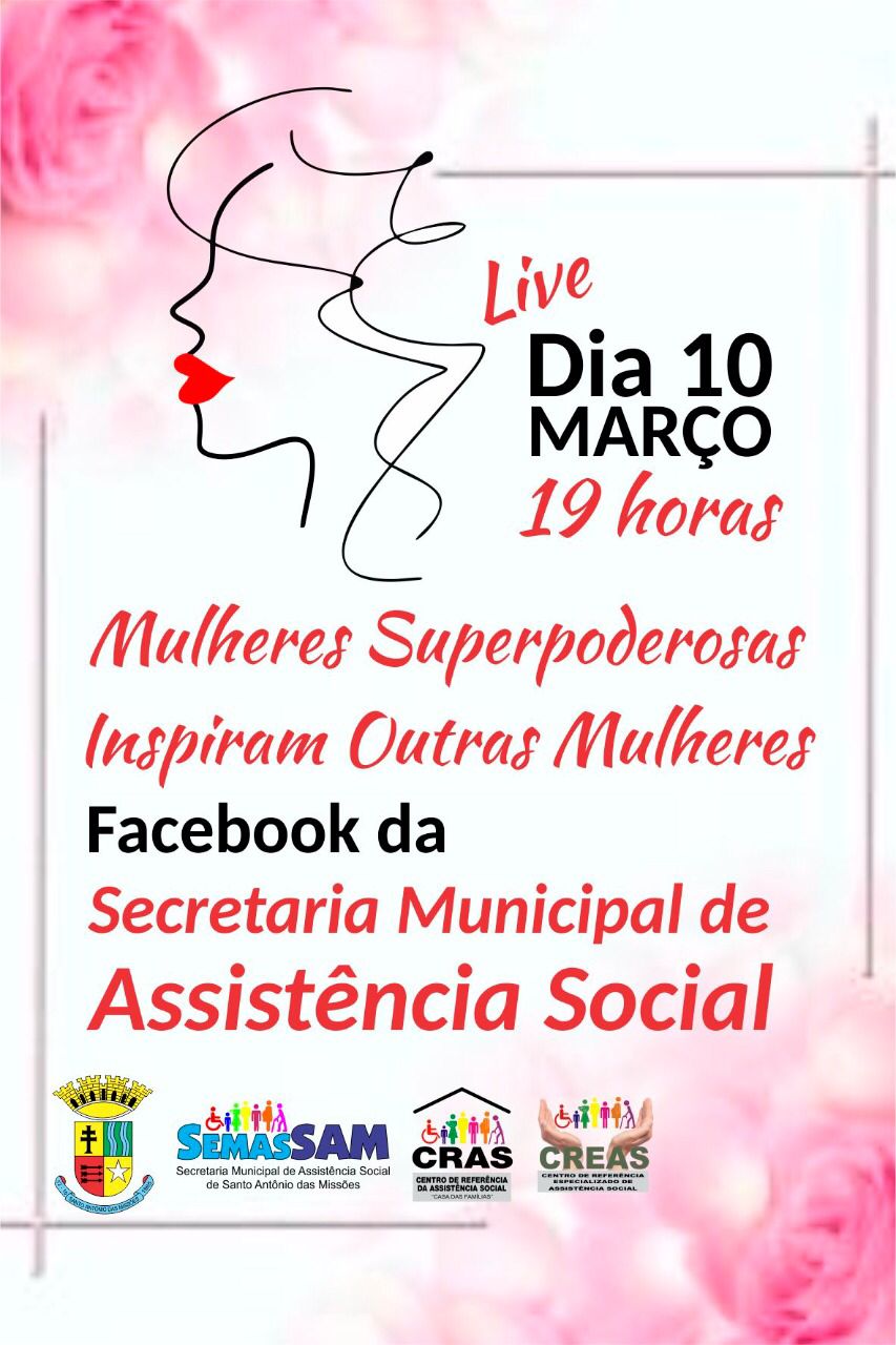 Live em comemoração ao Dia Internacional da Mulher será realizada nesta quinta-feira, dia 10 de março