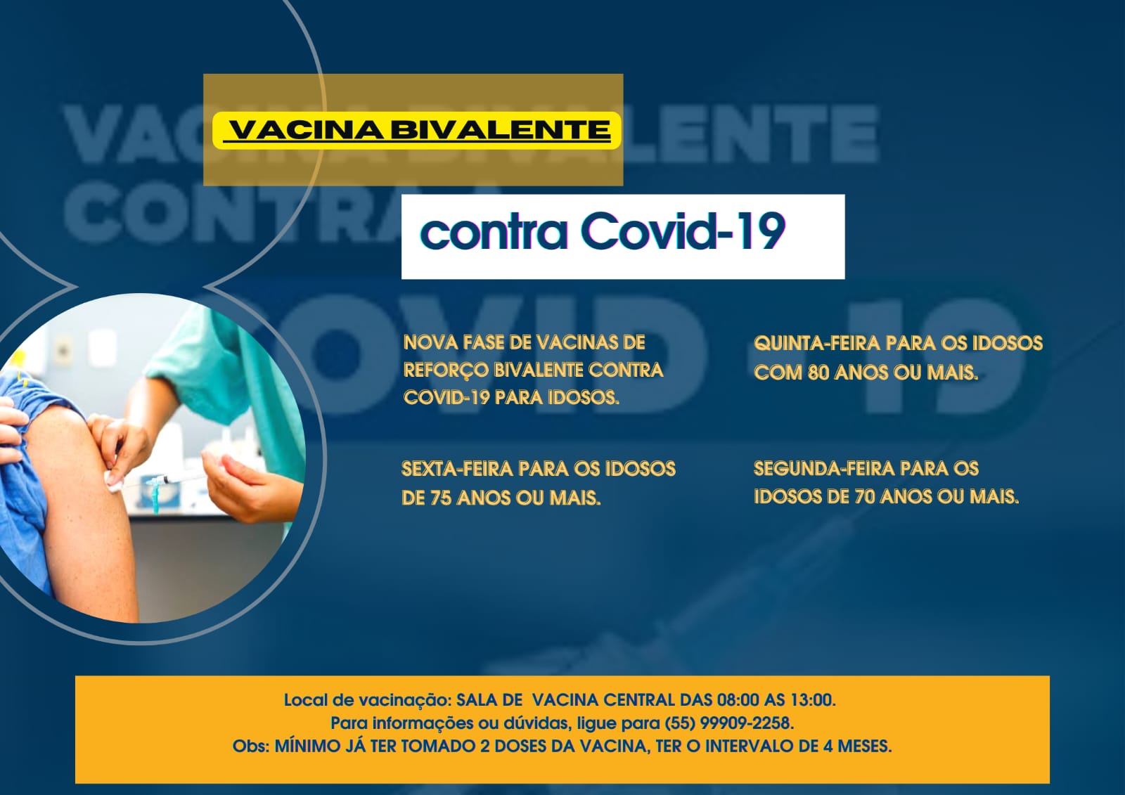 Saúde: Campanha de Vacinação contra a Covid-19 com a vacina Bivalente