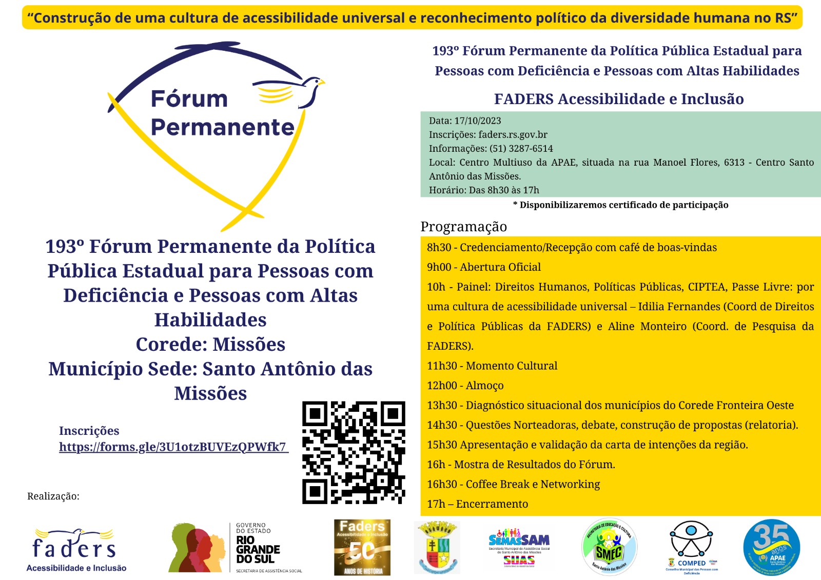 193º Fórum Permanente da Política Pública Estadual para Pessoas com Deficiência e Pessoas com Altas Habilidades
