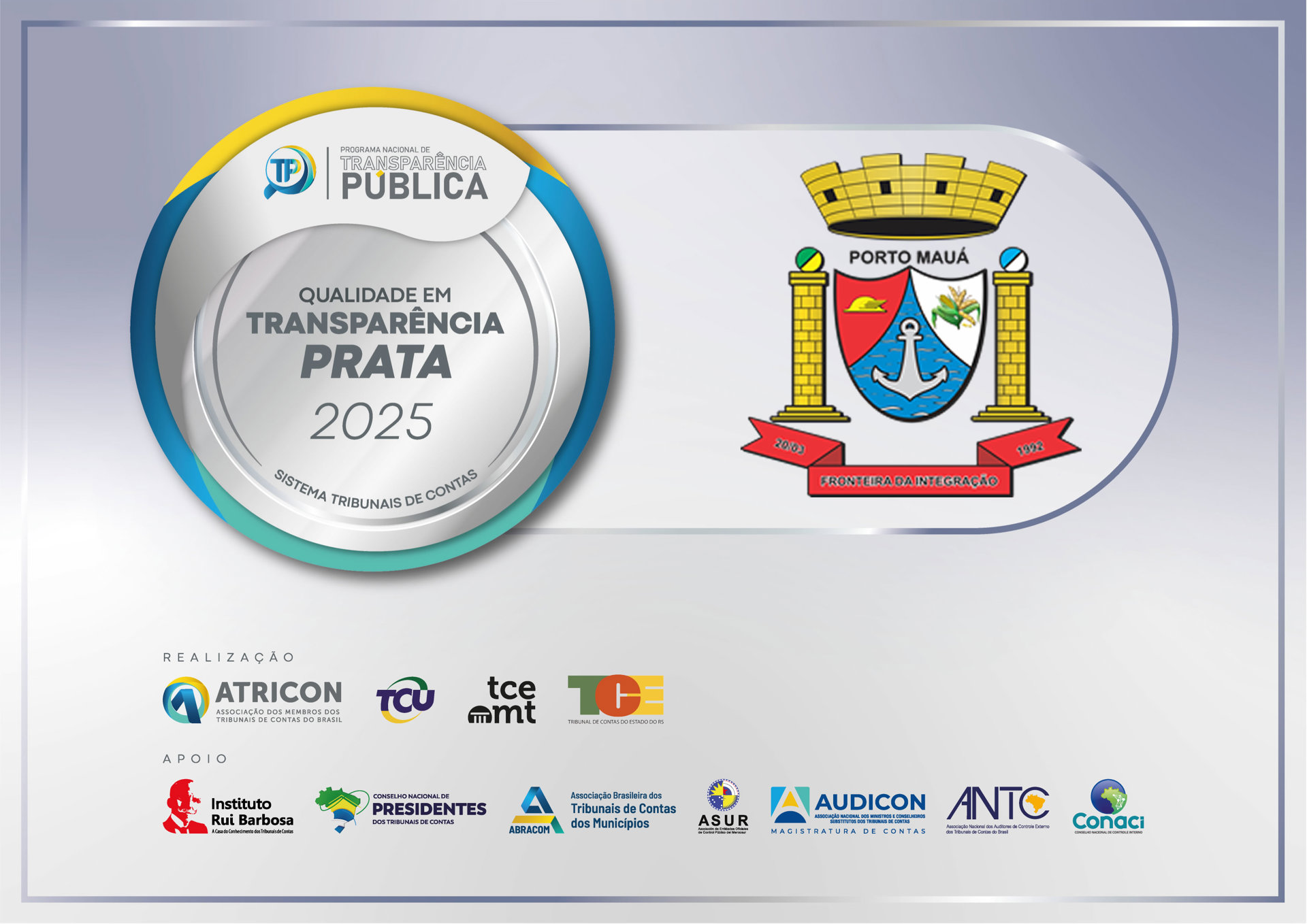 <p><strong>Munic&iacute;pio conquista Selo Prata de Transpar&ecirc;ncia P&uacute;blica 2025</strong></p>