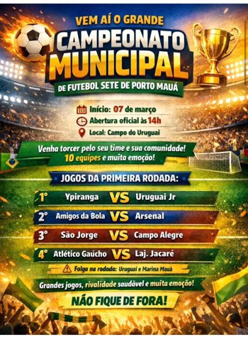 <p><strong>CAMPEONATO MUNICIPAL DE FUTEBOL SETE DE PORTO MAU&Aacute;&nbsp;</strong></p>
