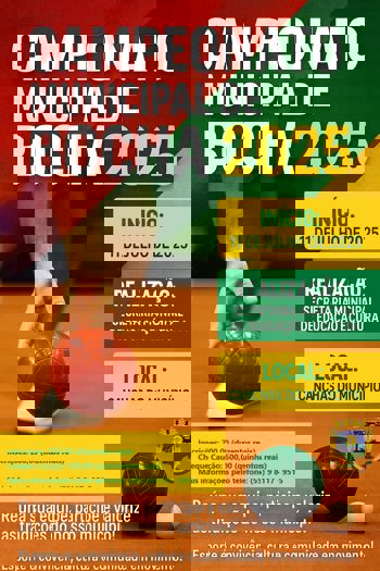 <p><strong>Campeonato Municipal de Bocha 2025 &ndash; Porto Vera Cruz</strong></p>