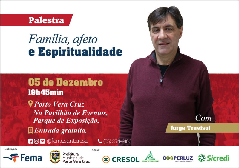 Palestra - Família, afeto e Espiritualidade será na próxima quarta-feira (05)