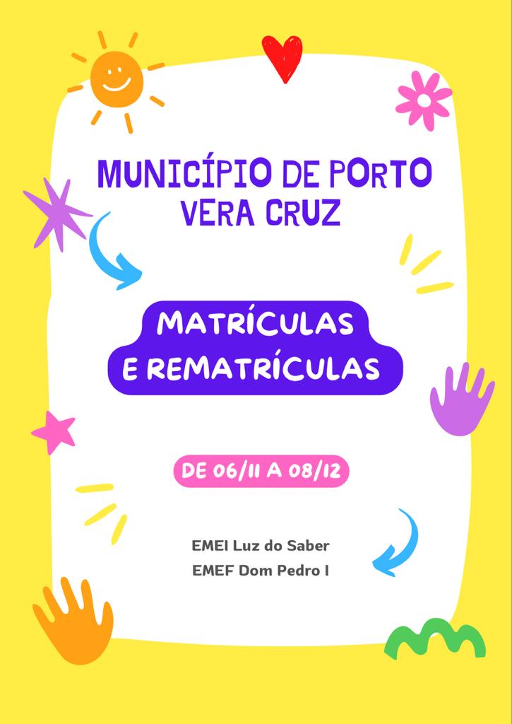 Matrículas e rematrículas da rede municipal de Ensino