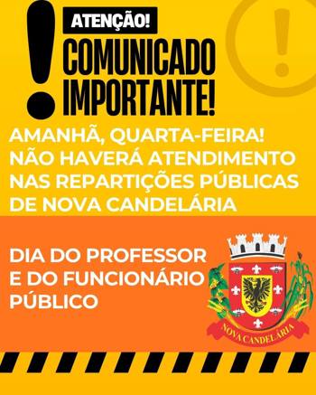 <p><strong><span class="s2">Nova Candel&aacute;ria celebra o Dia do Professor e do Servidor P&uacute;blico com homenagem e ponto facultativo nesta quarta-feira, 15</span></strong></p>