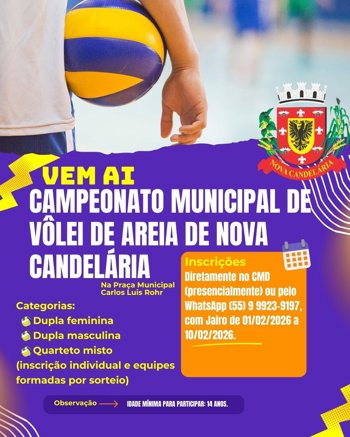 <p>Campeonato Municipal de V&ocirc;lei de Areia de Nova Candel&aacute;ria</p>