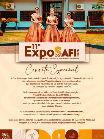 <p style="margin: 0cm;"><strong><span style="font-family: 'Arial',sans-serif; color: black;">AMUFRON, Prefeitura Municipal e Emater convidam para Encontro de Mulheres</span></strong> <strong><span style="font-family: 'Arial',sans-serif; color: black;">em Senador Salgado Filho </span></strong></p>