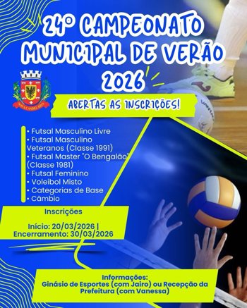 <p><strong>Nova Candelária abre inscrições para o 24º Campeonato Municipal de Verão 2026</strong></p>