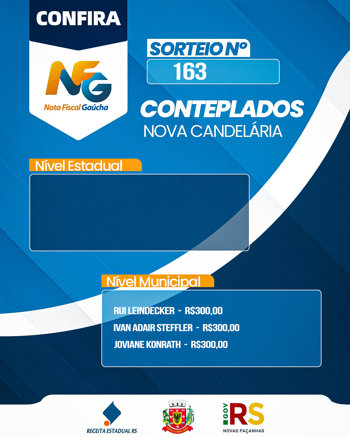 <strong>Ganhadores do Sorteio Municipal da Nota Fiscal Ga&uacute;cha s&atilde;o divulgados em Nova Candel&aacute;ria</strong>