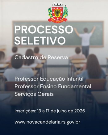 <strong>Prefeitura de Nova Candel&aacute;ria abre Processo Seletivo Simplificado para cadastro de reserva</strong>