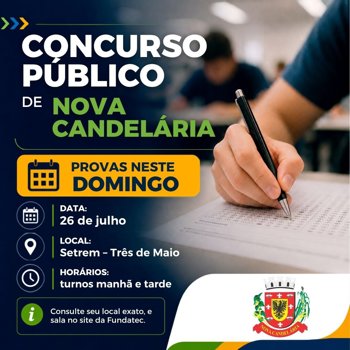 <strong>Concurso P&uacute;blico de Nova Candel&aacute;ria ter&aacute; provas neste domingo</strong>