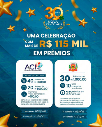 <strong>Nova Candel&aacute;ria celebra 30 anos com mais de R$ 115 mil em pr&ecirc;mios!</strong>