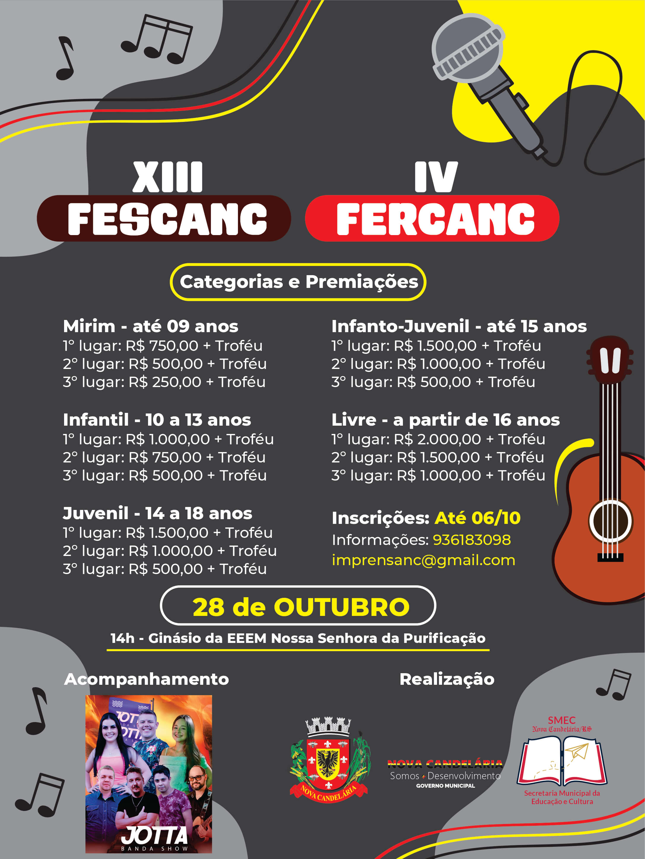 FESTIVAL ESTUDANTIL E FESTIVAL REGIONAL DA CANÇÃO DE NOVA CANDELÁRIA