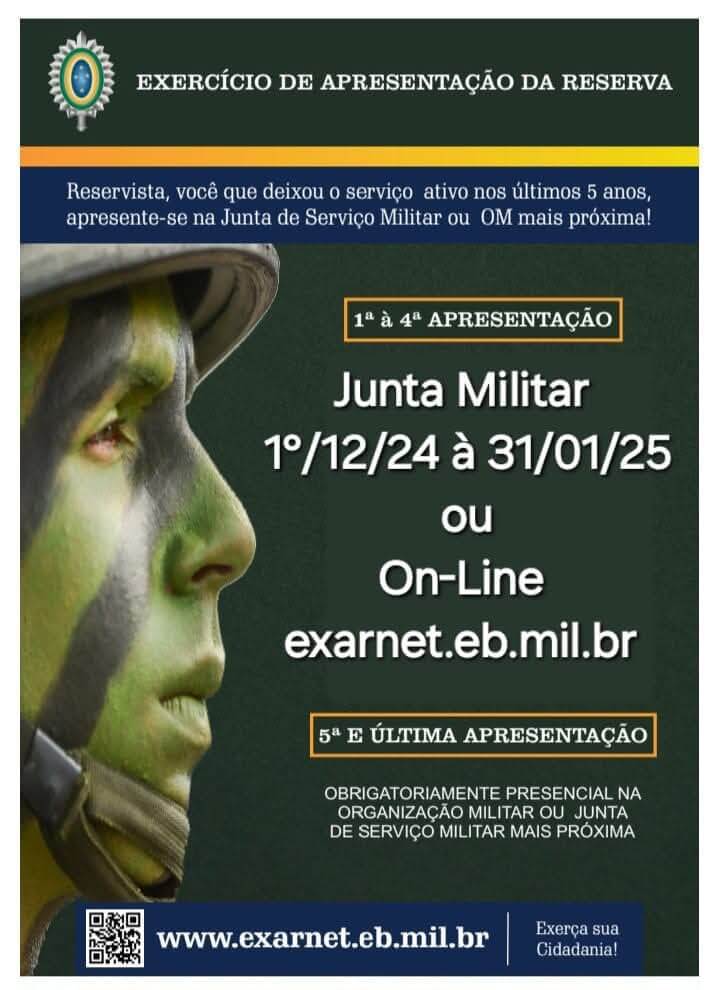 <p>Aberto o per&iacute;odo para o Exerc&iacute;cio de Apresenta&ccedil;&atilde;o da Reserva (EXAR)</p>