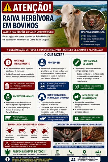 ALERTA &Agrave; POPULA&Ccedil;&Atilde;O: RAIVA HERB&Iacute;VORA EM BOVINOS