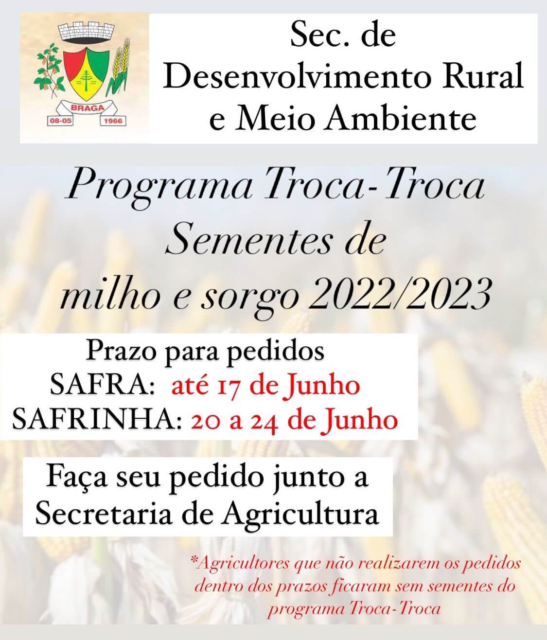 PEDIDO DO TROCA-TROCA SAFRA E SAFRINHA 2022/2023