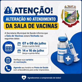 ALTERA&Ccedil;&Atilde;O NO ATENDIMENTO DA SALA DE VACINAS