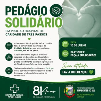 PED&Aacute;GIO SOLID&Aacute;RIO EM PROL AO HOSPITAL DE CARIDADE DE TR&Ecirc;S PASSOS