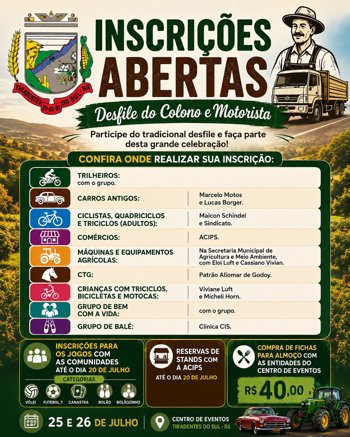 FESTA DO COLONO E MOTORISTA 2026 | Informações Importantes