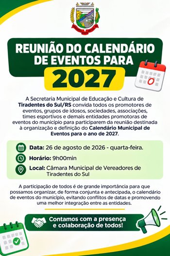 REUNIÃO DO CALENDÁRIO DE EVENTOS PARA 2027