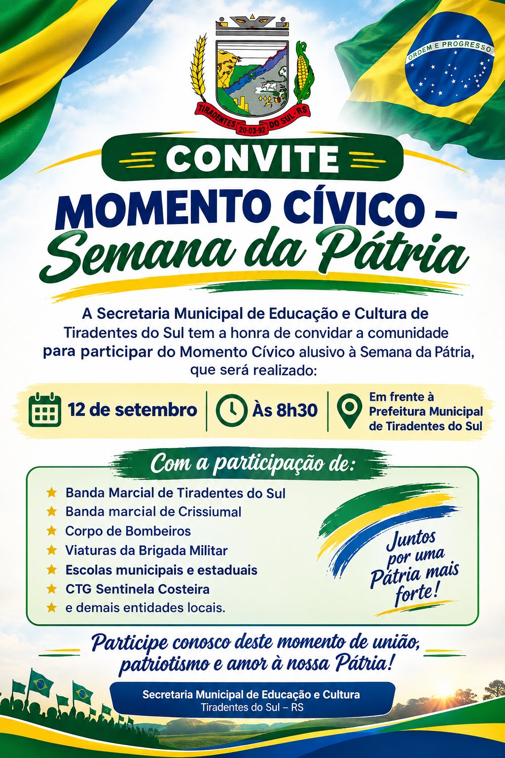 CONVITE MOMENTO C&Iacute;VICO &ndash; SEMANA DA P&Aacute;TRIA