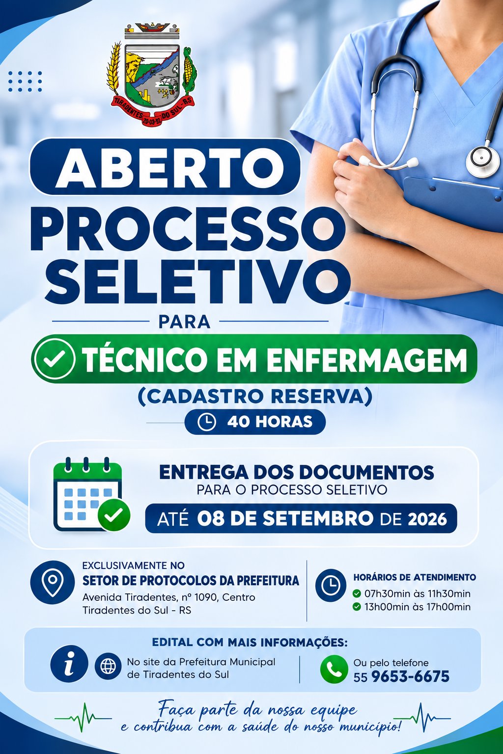 ABERTO PROCESSO SELETIVO PARA T&Eacute;CNICO EM ENFERMAGEM!